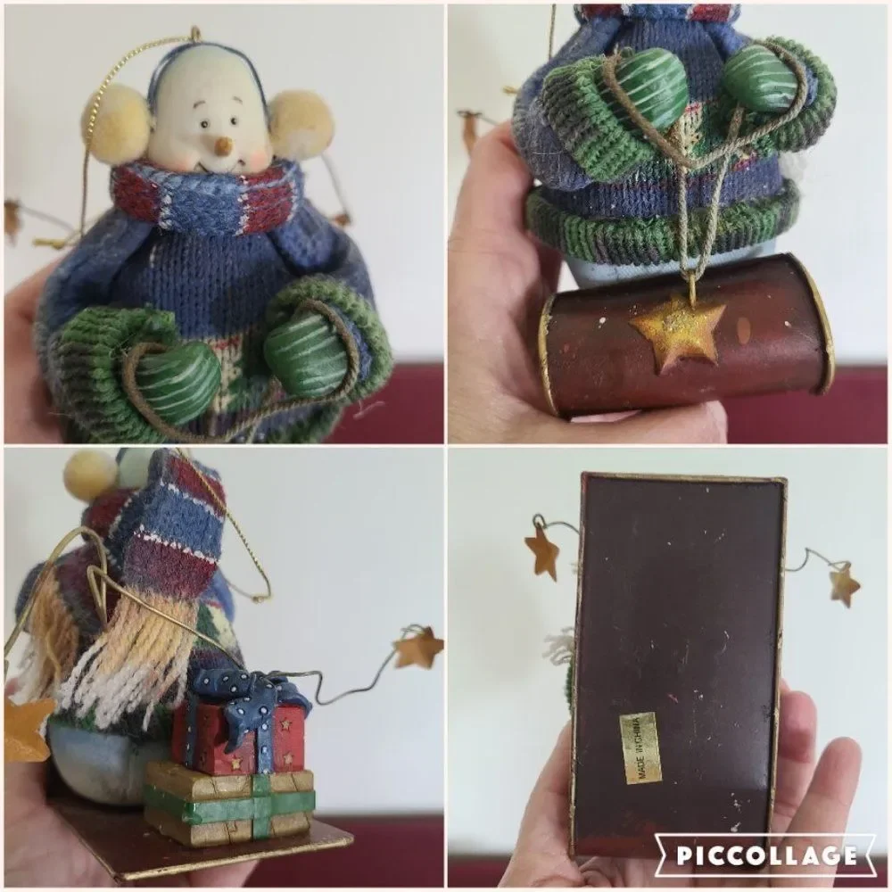 Vintage Christmas Holiday Winter Christmas Ornaments & Shelf Snowmen Set of 3